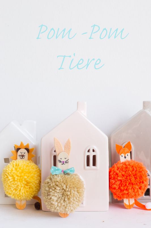Basteln mit Kindern - Pom Pom Tiere