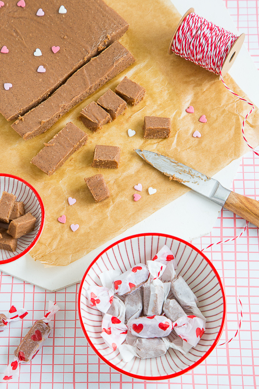 Selbstgemachte Sahne Toffees zum Valentinstag
