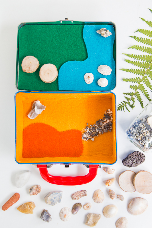 Mini Dino-Welt im Koffer für Unterwegs