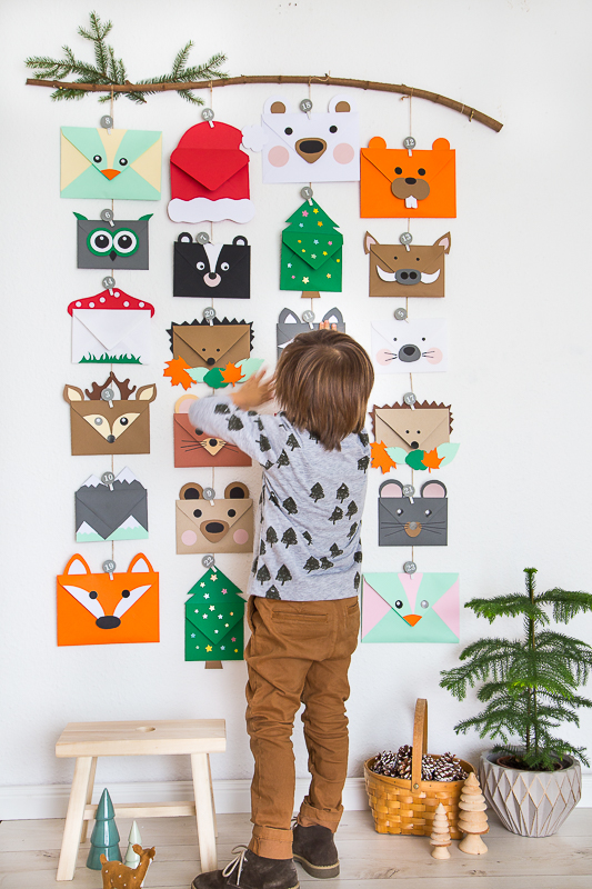 Tierischer Adventskalender aus Briefumschlägen