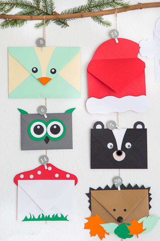 Tierischer Adventskalender aus Briefumschlägen