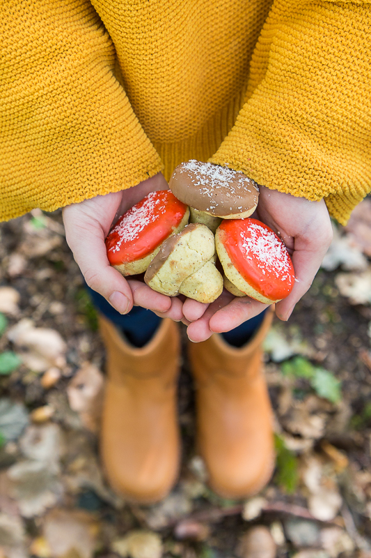 Herbstliche Pilz Kekse mit Haselnuss