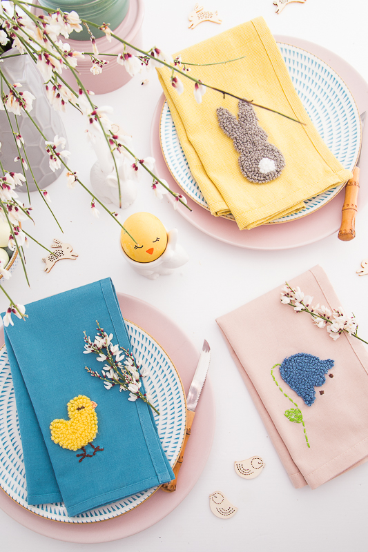 Punch Needle für Anfänger - Servietten für den Ostertisch