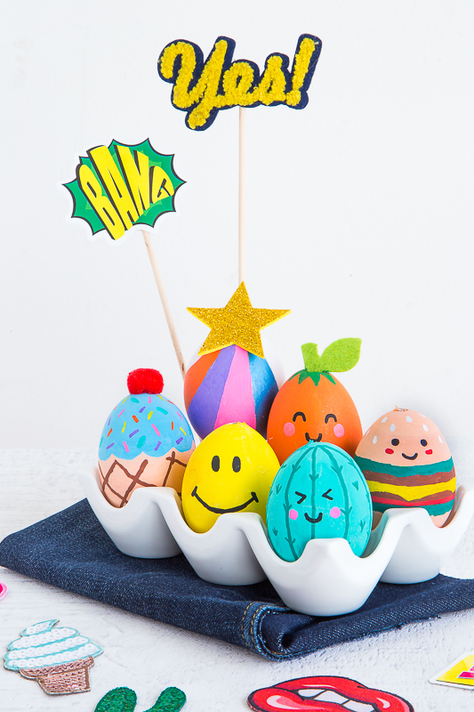 Ostereier im coolen Patches Style bemalen