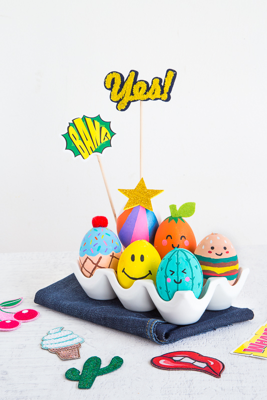 Ostereier im coolen Patches Style bemalen