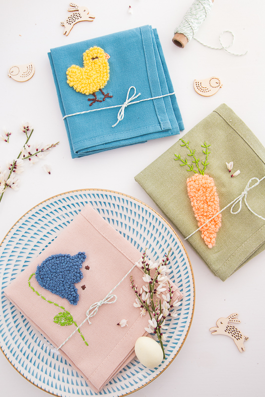 Punch Needle für Anfänger - Servietten für den Ostertisch