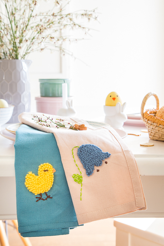 Punch Needle für Anfänger - Servietten für den Ostertisch