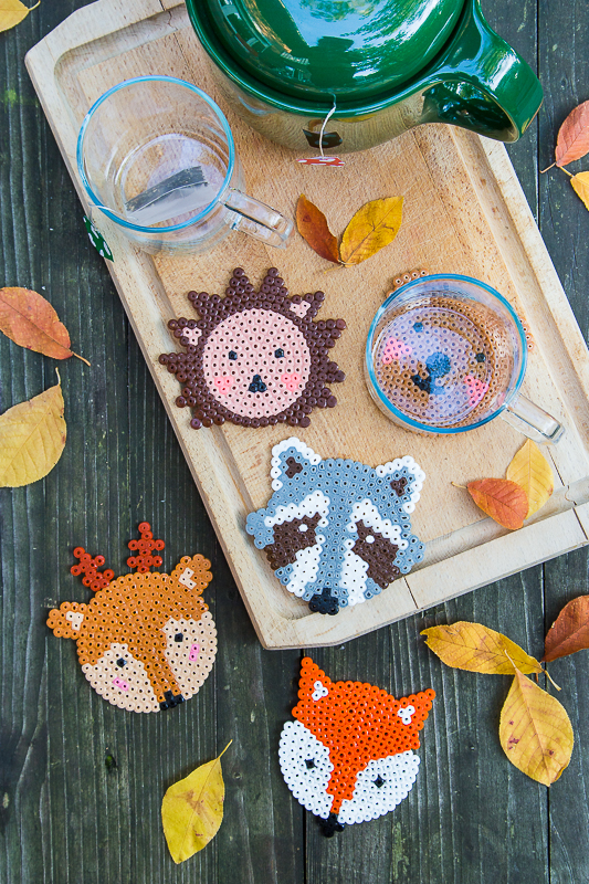 Herbst DIY - tierisch süße Untersetzer aus Bügelperlen