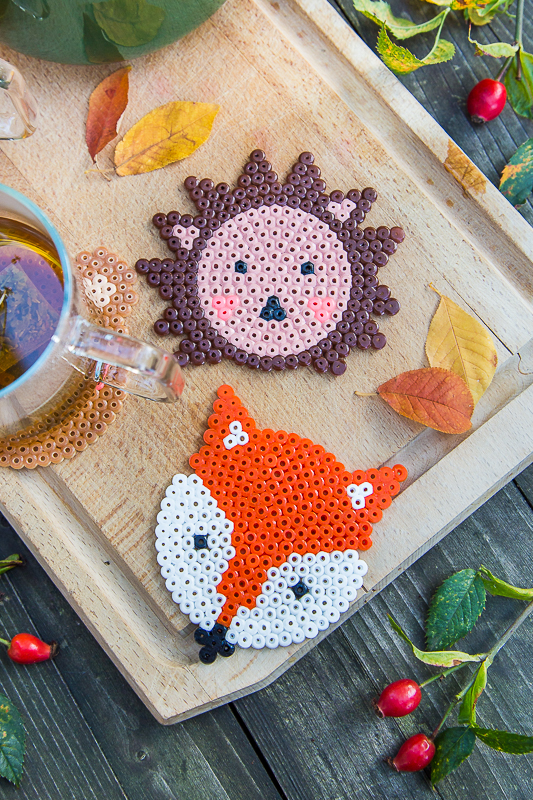 Herbst DIY - tierisch süße Untersetzer aus Bügelperlen