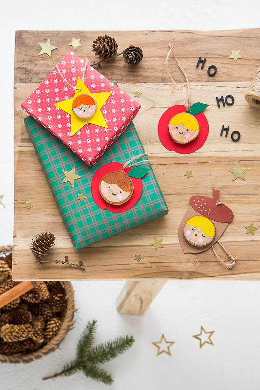 DIY Weihnachtsanhänger - Basteln mit Baumscheiben